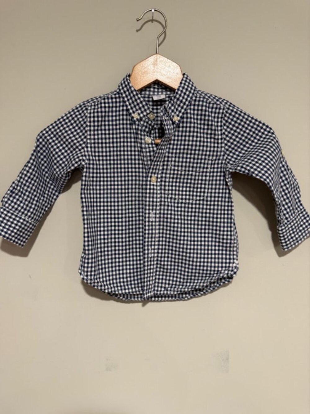 GAP Navy and White Gingham Button-Down Shirt